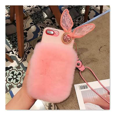 Phone Case Furry Bunny Design Soft Texture For Selected iPhones