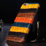 Phone Case Genuine Leather Crocodile Pattern Slim Hard Shell
