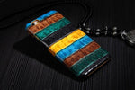 Phone Case Genuine Leather Crocodile Pattern Slim Hard Shell