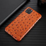 Phone Case Genuine Leather Ostrich Pattern Shockproof Edge-to-Edge Protection