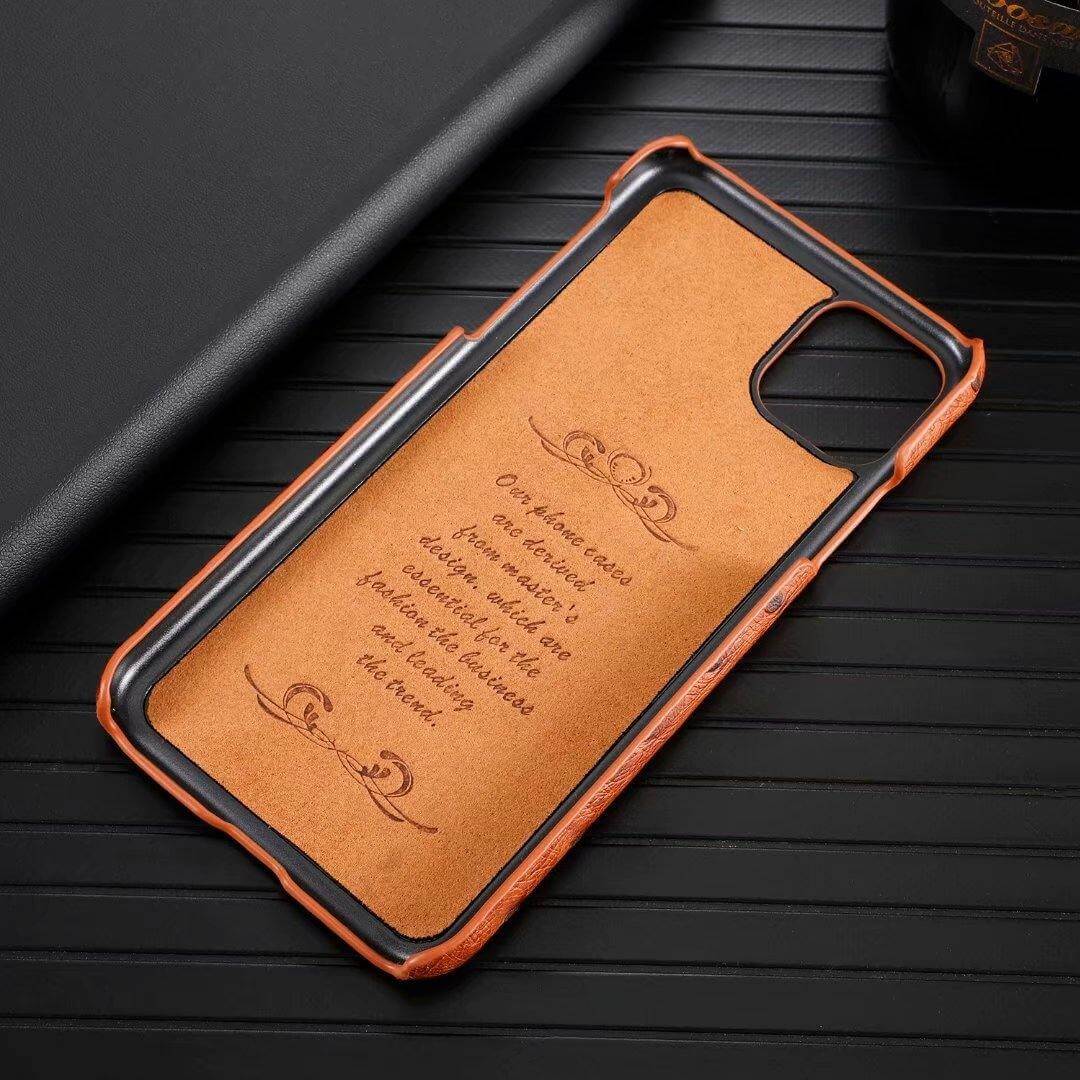 Phone Case Genuine Leather Ostrich Pattern Shockproof Edge-to-Edge Protection