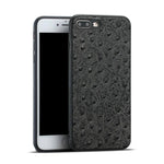 Phone Case Genuine Leather Ostrich Skin Texture iPhone Compatible