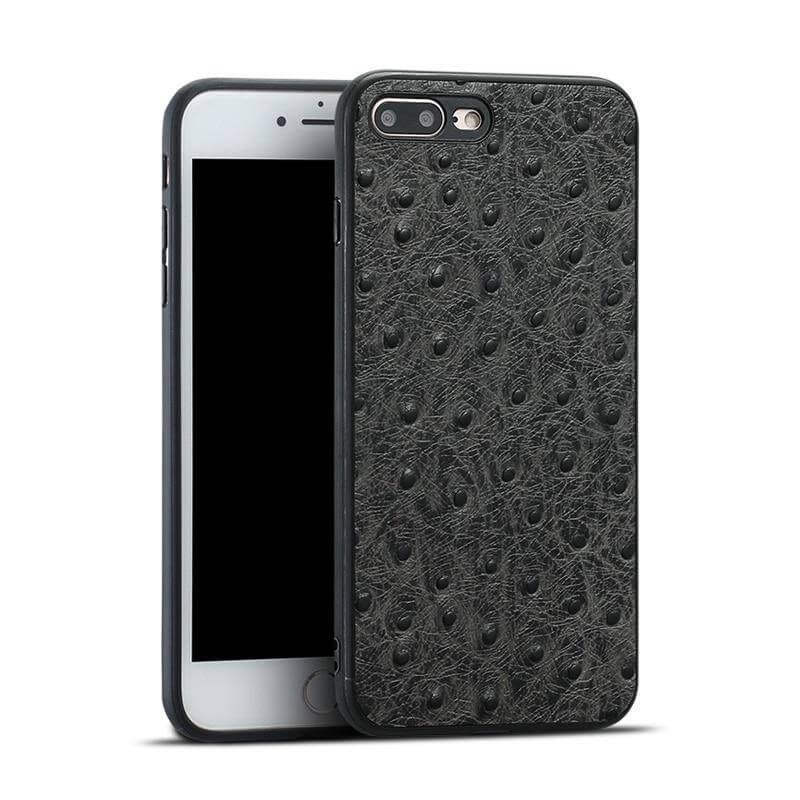Phone Case Genuine Leather Ostrich Skin Texture iPhone Compatible