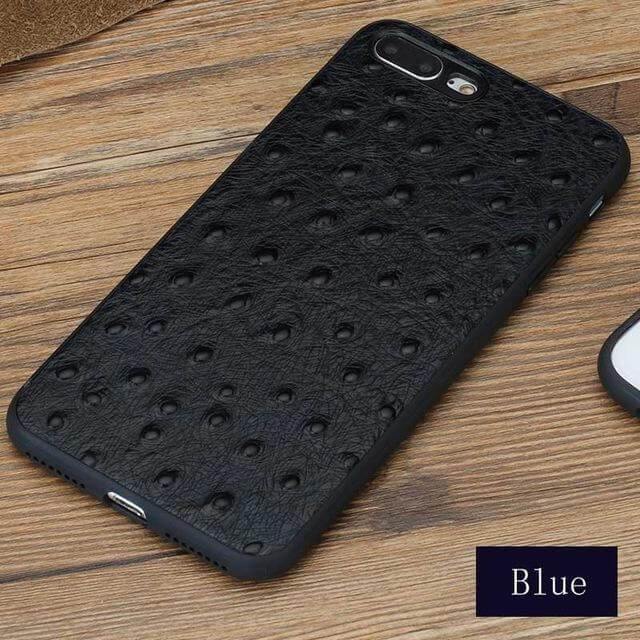 Phone Case Genuine Leather Ostrich Skin Texture iPhone Compatible
