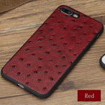 Phone Case Genuine Leather Ostrich Skin Texture iPhone Compatible