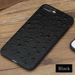 Phone Case Genuine Leather Ostrich Skin Texture iPhone Compatible