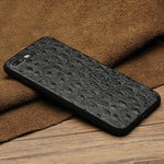 Phone Case Genuine Leather Ostrich Skin Texture iPhone Compatible