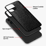 Phone Case Genuine Leather Reptile Texture Black