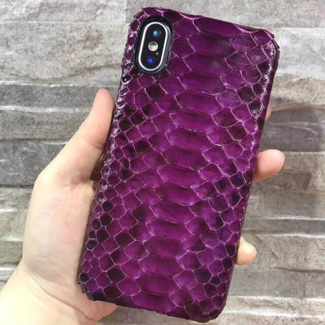 Phone Case Genuine Python Leather Textured for iPhone X