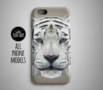 Phone Case Geometric White Tiger Print Slim Protective Design