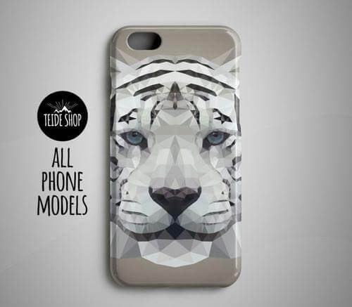 Phone Case Geometric White Tiger Print Slim Protective Design
