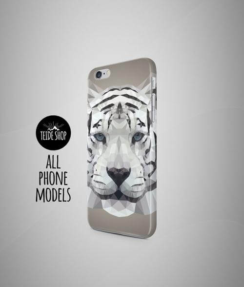 Phone Case Geometric White Tiger Print Slim Protective Design