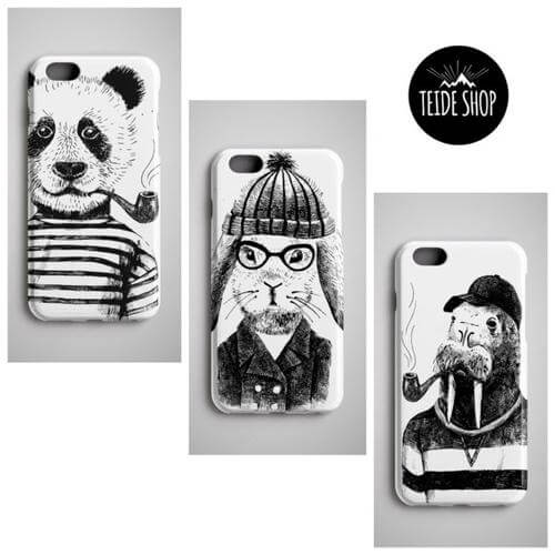 Phone Case Geometric White Tiger Print Slim Protective Design