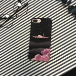 Phone Case Hard Plastic Matte Moon & Cloud Pattern