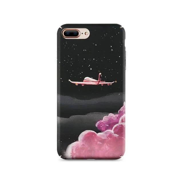 Phone Case Hard Shell Plane & Moon Designs Model-Specific Fit
