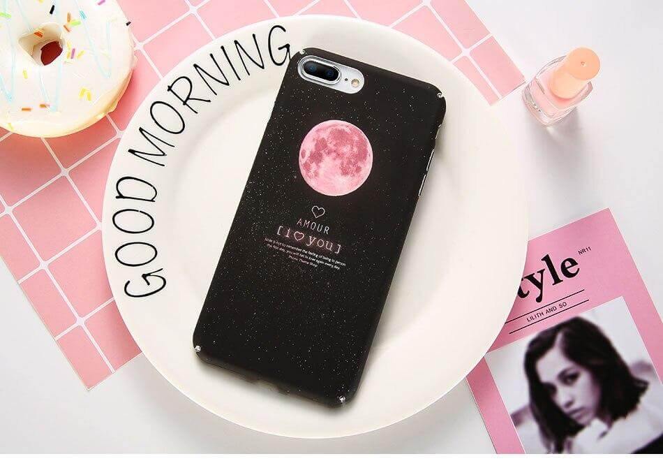 Phone Case Hard Shell Plane & Moon Designs Model-Specific Fit