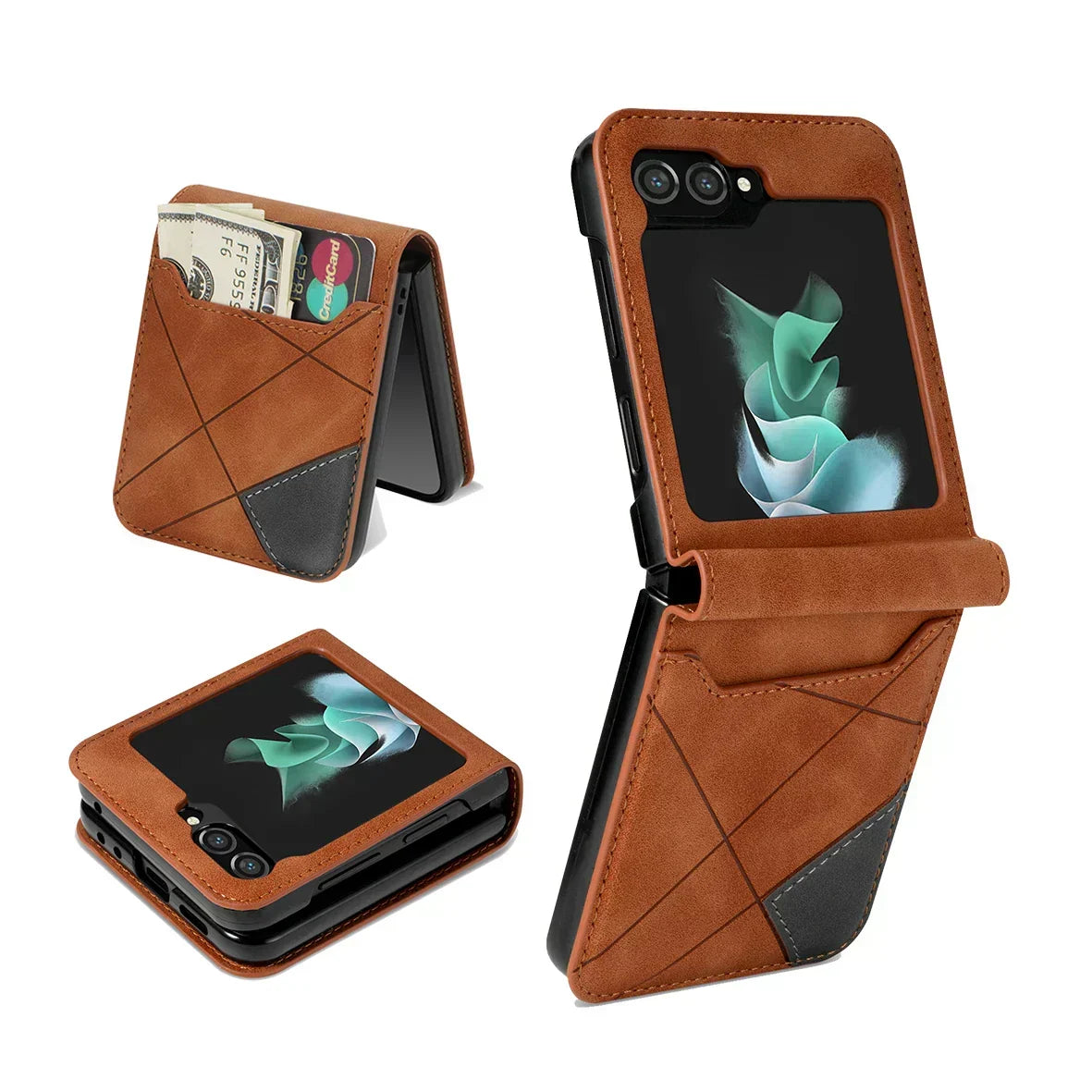 Phone Case Leather Wallet Magnetic Flap & Card Slots