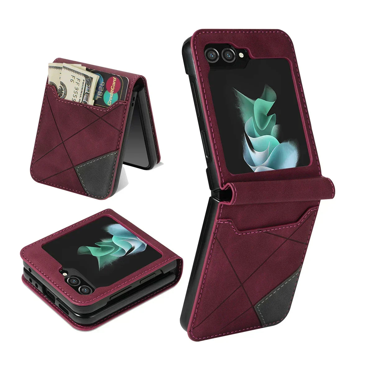 Phone Case Leather Wallet Magnetic Flap & Card Slots