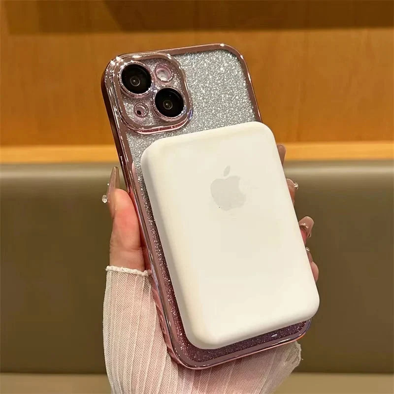 Phone Case Magnetic Ring Stand Glitter Finish Drop Protection