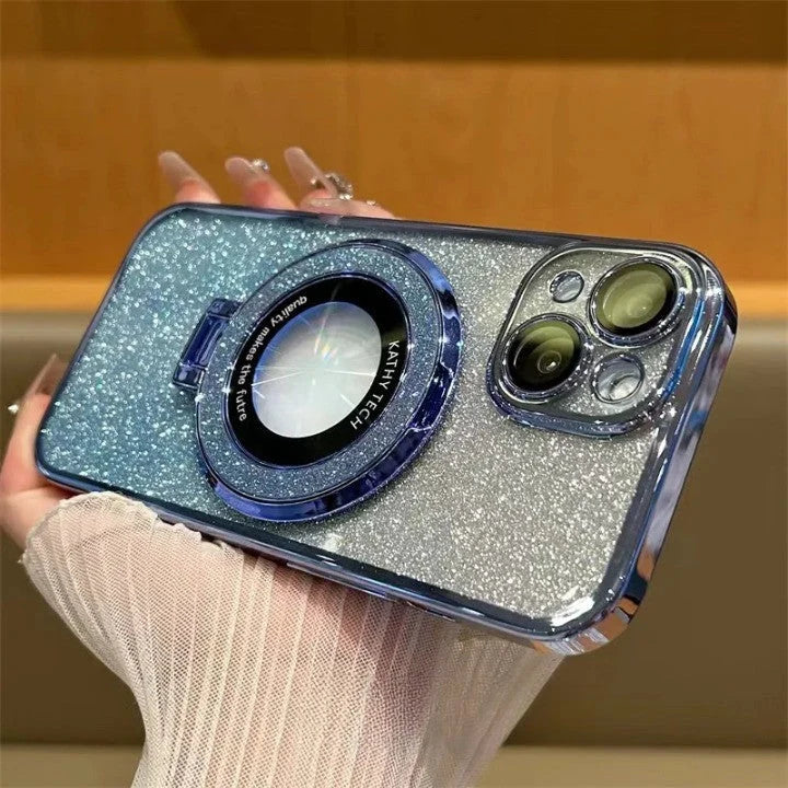 Phone Case Magnetic Ring Stand Glitter Finish Drop Protection