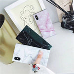 Phone Case Marble Pattern Glossy Mirror Finish Knock Protection