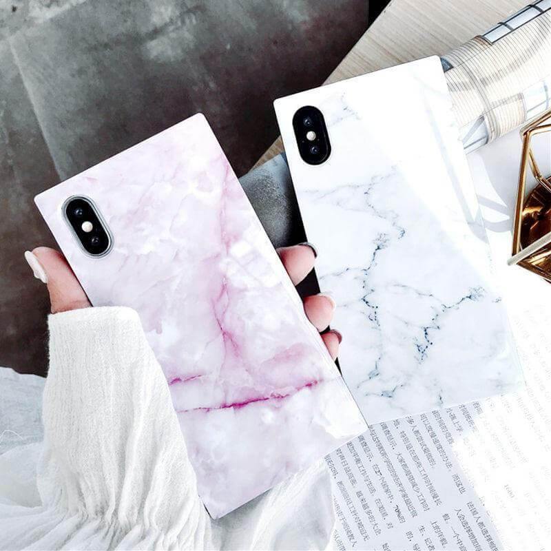 Phone Case Marble Pattern Glossy Mirror Finish Knock Protection