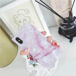 Phone Case Marble Pattern Glossy Mirror Finish Knock Protection