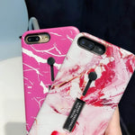 Phone Case Marble Pattern Ring Holder & Kickstand Shockproof Protection