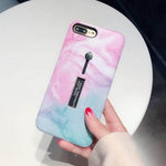 Phone Case Marble Pattern Ring Holder & Kickstand Shockproof Protection