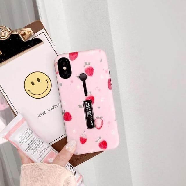 Phone Case Marble Pattern Ring Holder & Kickstand Shockproof Protection