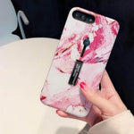 Phone Case Marble Pattern Ring Holder & Kickstand Shockproof Protection