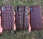 Phone Case Natural Crocodile Skin Impact-Resistant Fitted Cover