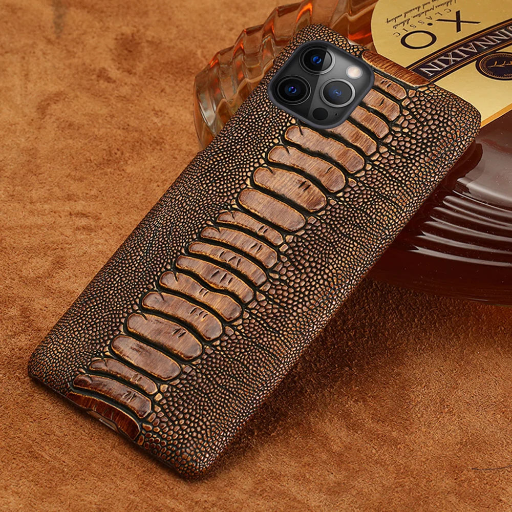 Phone Case Ostrich Leather Shock-Absorbing Protection