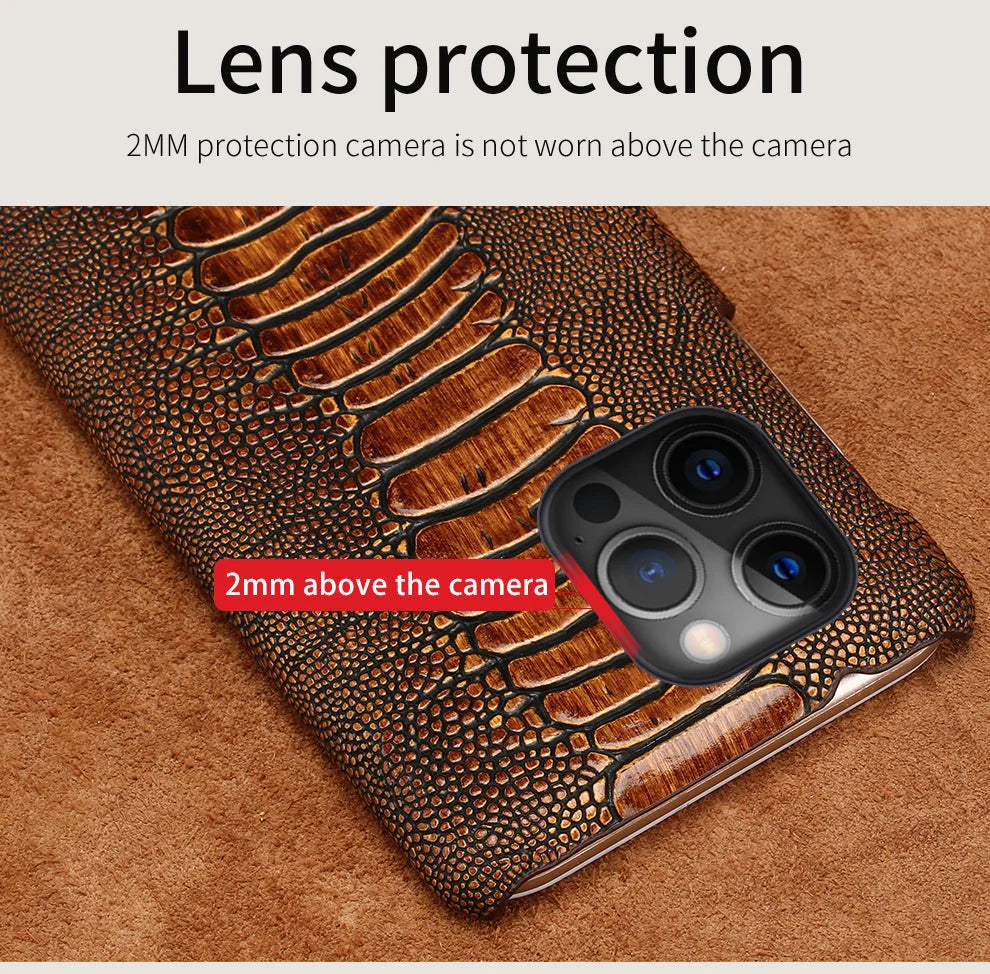 Phone Case Ostrich Leather Shock-Absorbing Protection