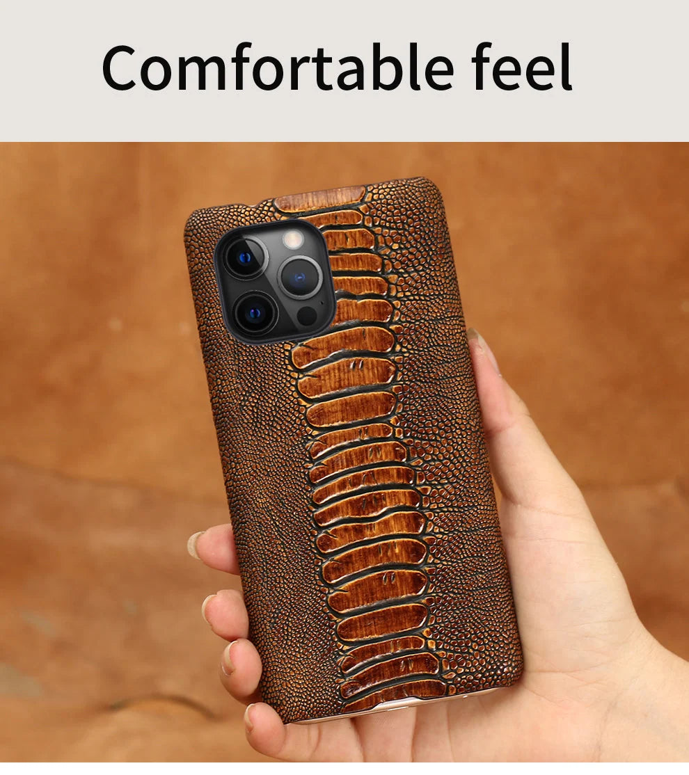 Phone Case Ostrich Leather Shock-Absorbing Protection