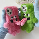 Phone Case Plush Twin Monster Design Strap Included