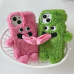 Phone Case Plush Twin Monster Design Strap Included