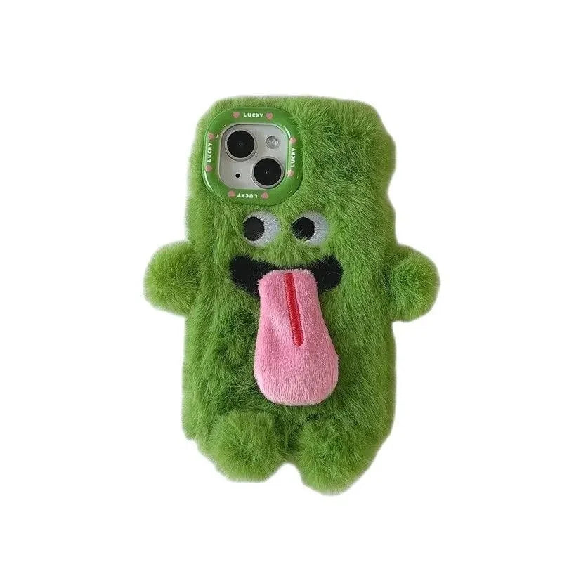 Phone Case Plush Twin Monster Design Strap Included