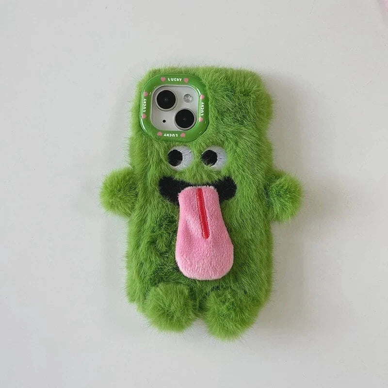 Phone Case Plush Twin Monster Design Strap Included