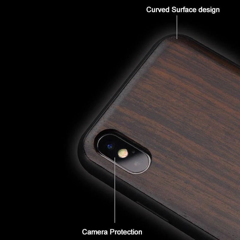 Phone Case Real Wood Back Soft TPU Bumper Protection