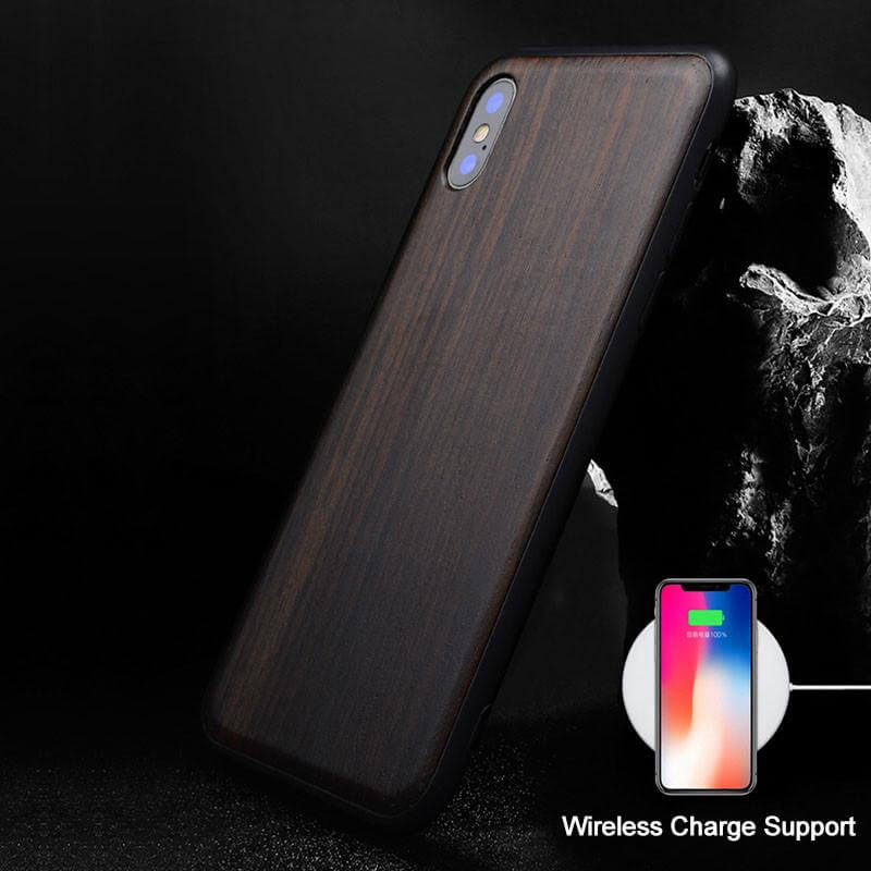 Phone Case Real Wood Back Soft TPU Bumper Protection