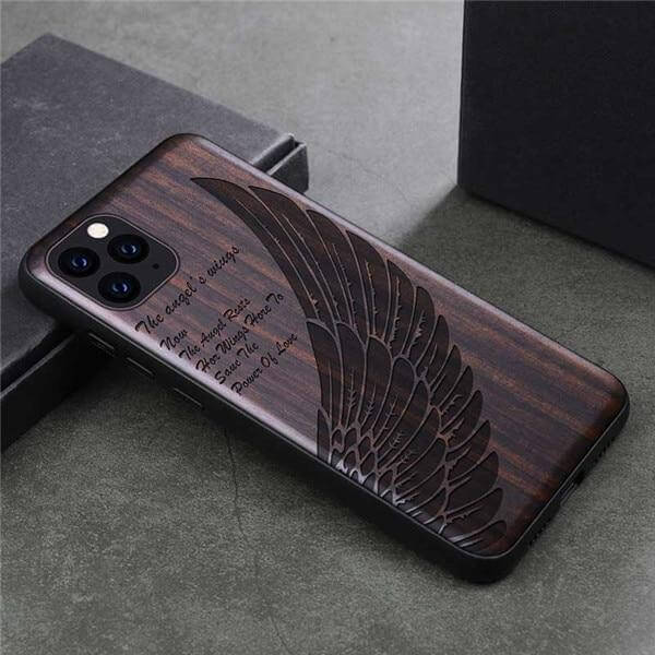 Phone Case Real Wood Back Soft TPU Bumper Protection