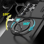 Phone Case Shock-Absorbing Ring Stand Sliding Camera Cover & MagSafe-Compatible