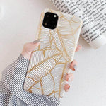 Phone Case Shockproof Banana Leaf Print Beige