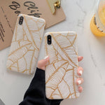 Phone Case Shockproof Banana Leaf Print Beige