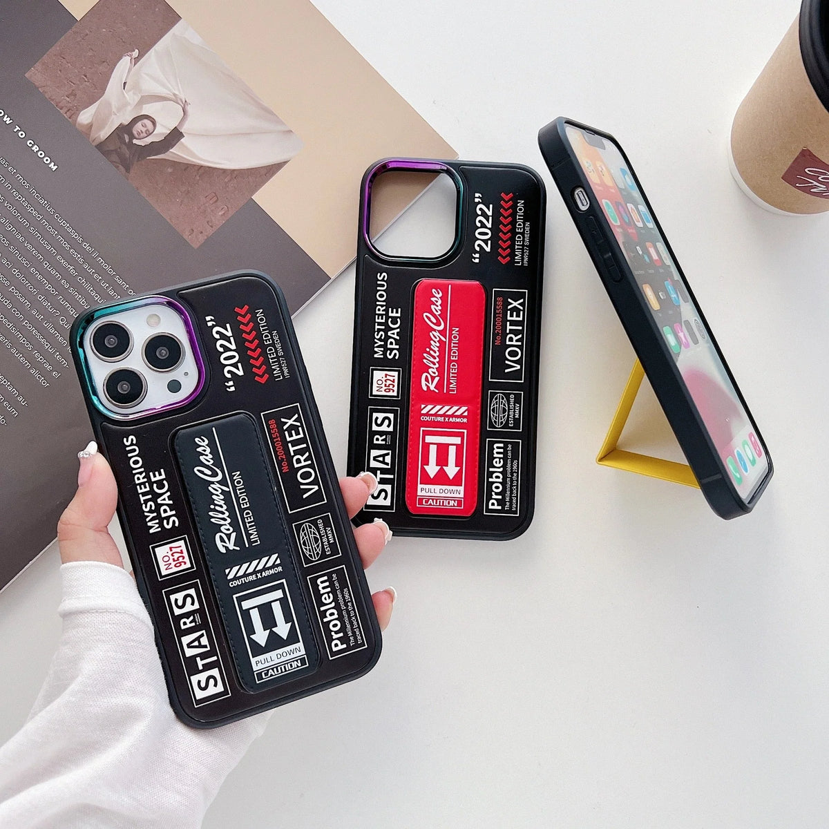 Phone Case Shockproof Hard Shell Built-In Holder