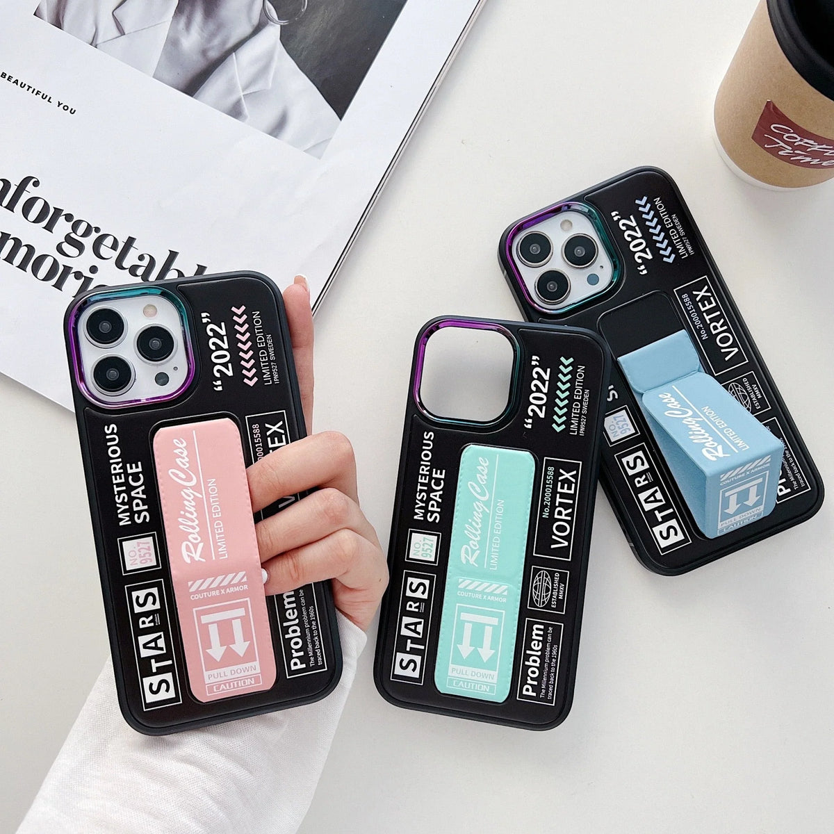 Phone Case Shockproof Hard Shell Built-In Holder