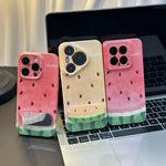 Phone Case Silicone Built-In Mirror Watermelon Design