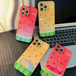 Phone Case Silicone Built-In Mirror Watermelon Design
