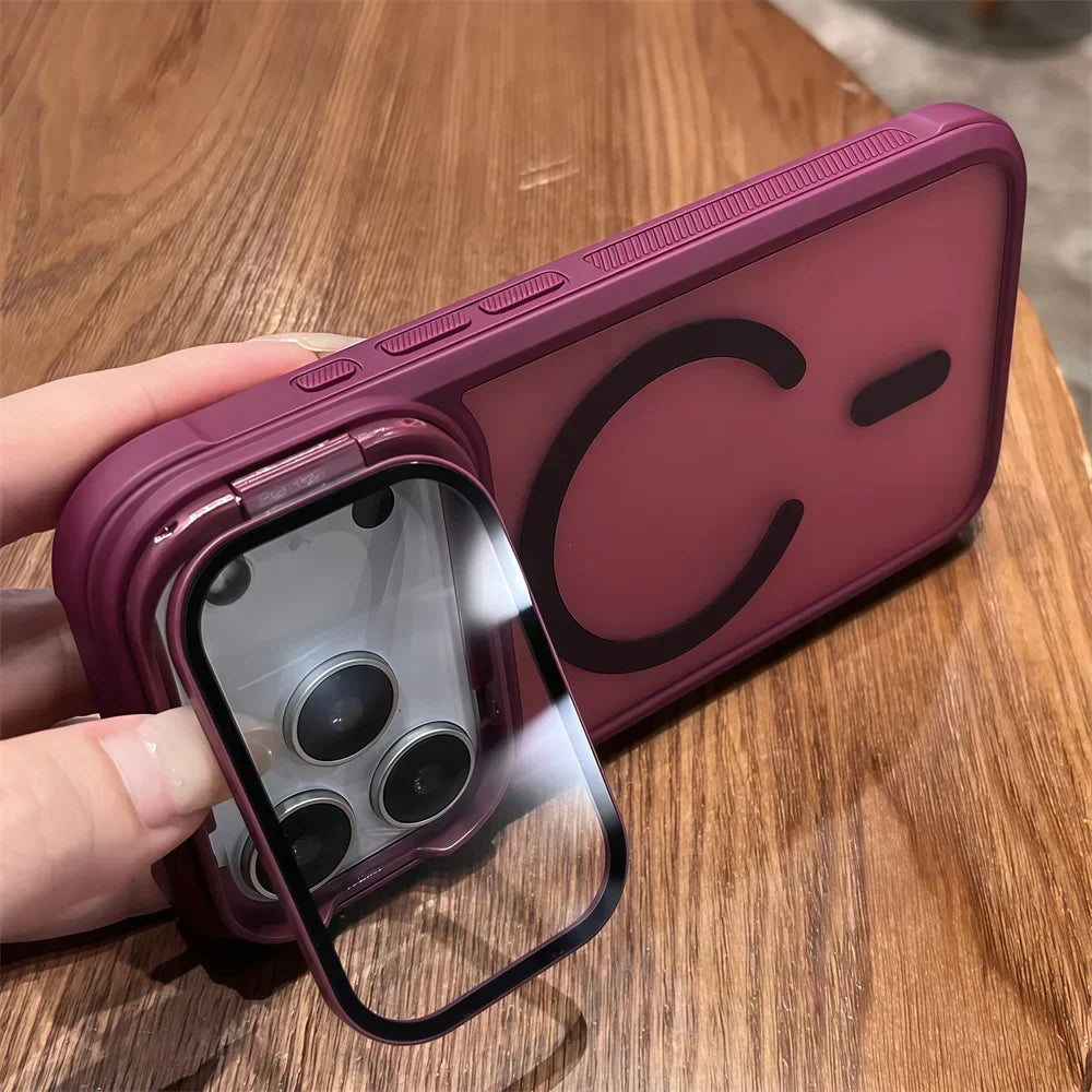 Phone Case Sliding Camera Cover Magnetic Back Built-In Stand